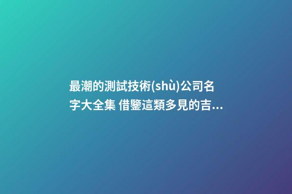 最潮的測試技術(shù)公司名字大全集 借鑒這類多見的吉名-第1張-公司起名-玄機派